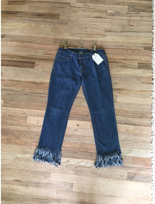 UPCycled Denim Fringed Womens Jeans Size 10 - Boho Fringe Jeans - Fringe - Jeans