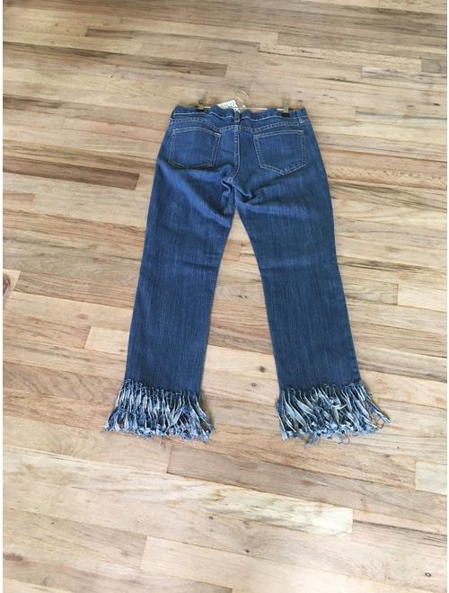 UPCycled Denim Fringed Womens Jeans Size 10 - Boho Fringe Jeans - Fringe - Jeans