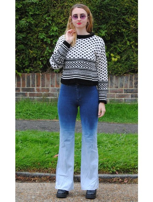 90s/Y2K Vintage Flared Bell Bottom Ombre Jeans