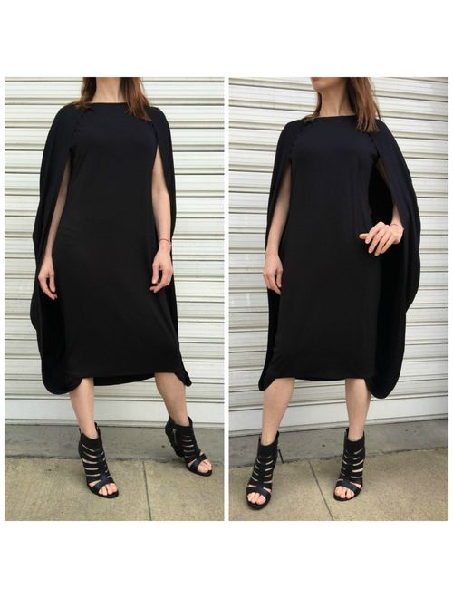 Black Dress / Oversize Cape Dress / Fashion Extravagant Dress / Unique Maxi Dress / Women Elegant Dress - "All To Myself"