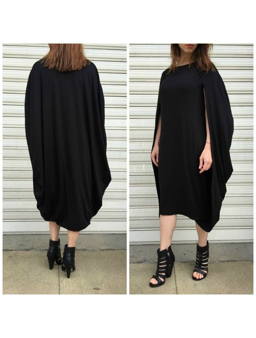 Black Dress / Oversize Cape Dress / Fashion Extravagant Dress / Unique Maxi Dress / Women Elegant Dress - "All To Myself"