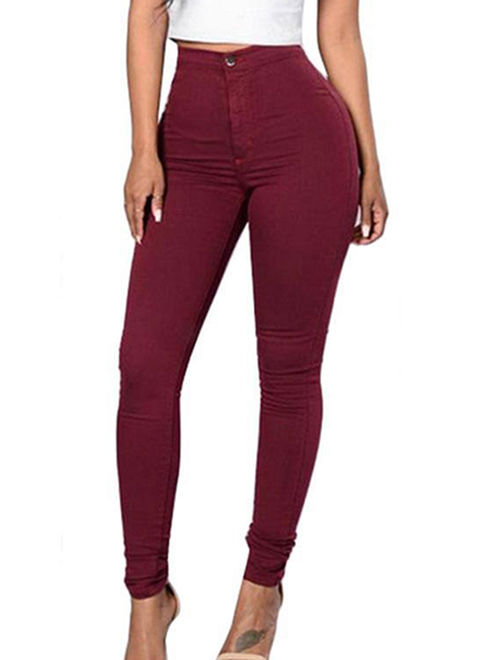 Women's High Waist Stretch Denim Skinny Leggings Jegging Pencil Pants