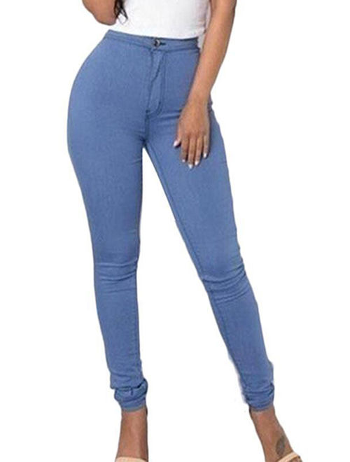 Women's High Waist Stretch Denim Skinny Leggings Jegging Pencil Pants