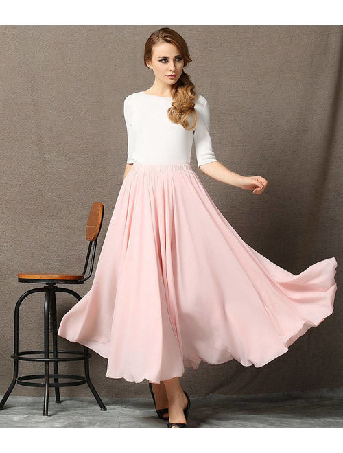 Chiffon Skirt, womens skirts, pink chiffon skirt, floaty maxi skirt, chiffon maxi skirt, long chiffon skirt, chiffon wedding skirt C595.