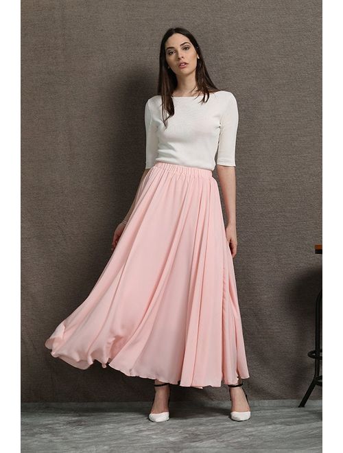 Chiffon Skirt, womens skirts, pink chiffon skirt, floaty maxi skirt, chiffon maxi skirt, long chiffon skirt, chiffon wedding skirt C595.