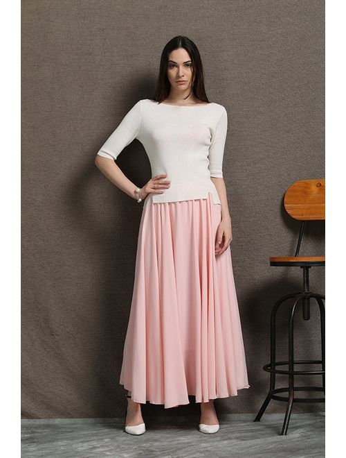 Chiffon Skirt, womens skirts, pink chiffon skirt, floaty maxi skirt, chiffon maxi skirt, long chiffon skirt, chiffon wedding skirt C595.