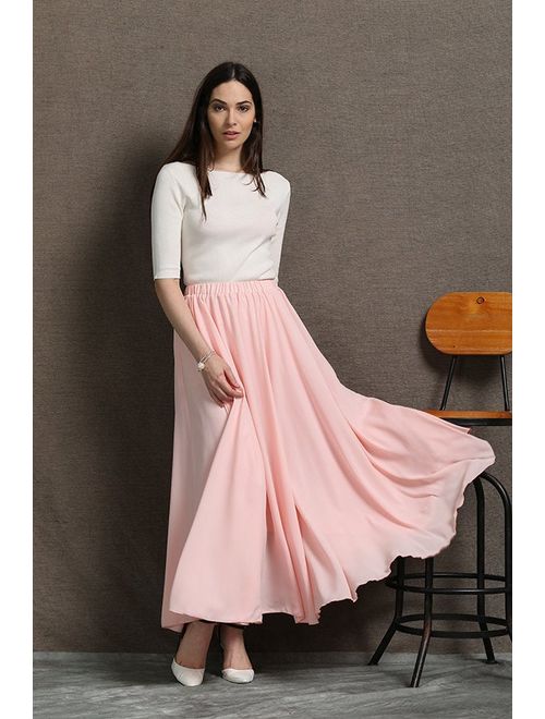 Chiffon Skirt, womens skirts, pink chiffon skirt, floaty maxi skirt, chiffon maxi skirt, long chiffon skirt, chiffon wedding skirt C595.