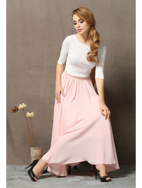 Chiffon Skirt, womens skirts, pink chiffon skirt, floaty maxi skirt, chiffon maxi skirt, long chiffon skirt, chiffon wedding skirt C595.