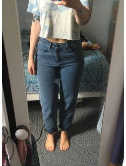 Blue high waist mom jeans W28. grunge 90's Washed Out Denim Vintage denim