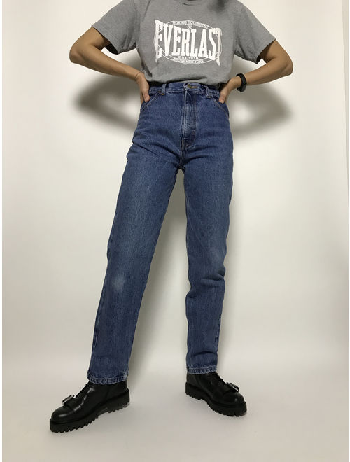 90s high waisted jeans XS / 90s straight leg jeans / 90s medium wash jeans