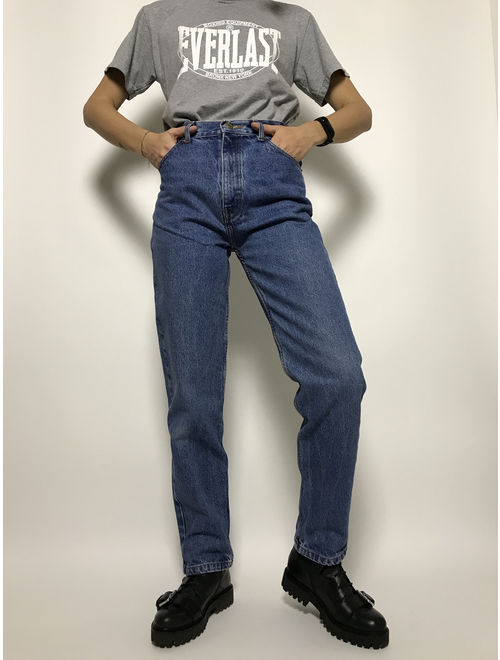 90s high waisted jeans XS / 90s straight leg jeans / 90s medium wash jeans