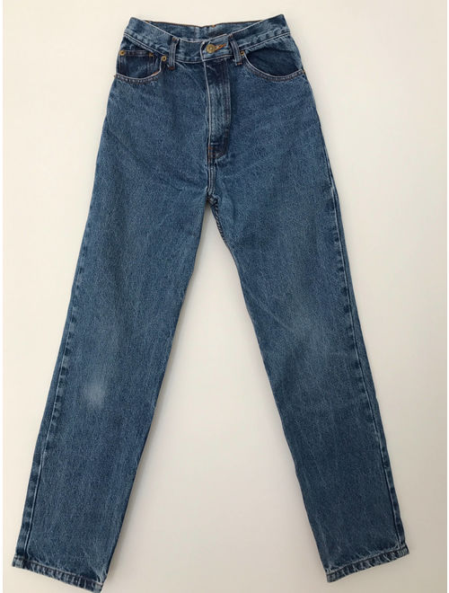 90s high waisted jeans XS / 90s straight leg jeans / 90s medium wash jeans