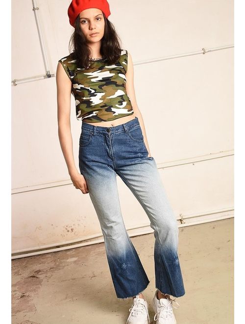 90&#39;s retro highwaisted flared denim ombre jeans