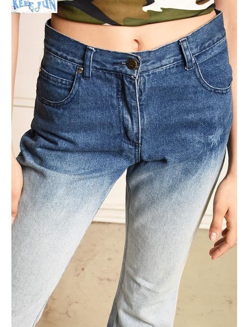 90&#39;s retro highwaisted flared denim ombre jeans