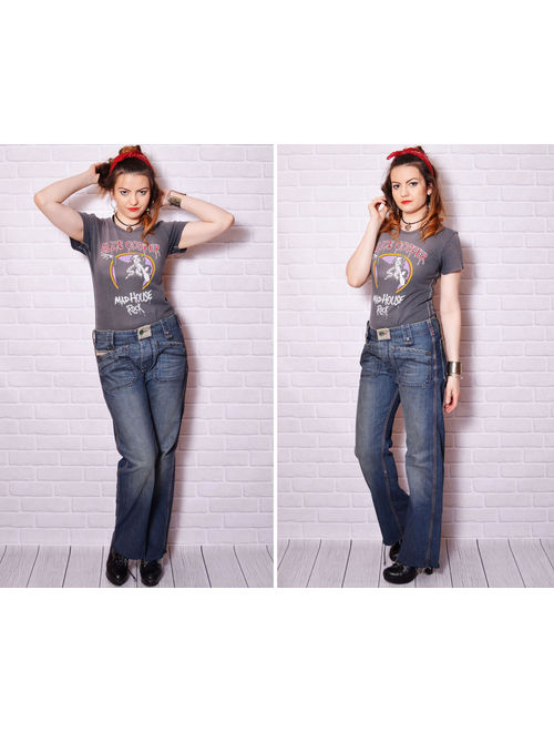 Diesel 90s boyfriend jeans regular waist cut offs frayed distressed trousers washed blue denim pants grey unisex pocket cut off sexy rocker pants