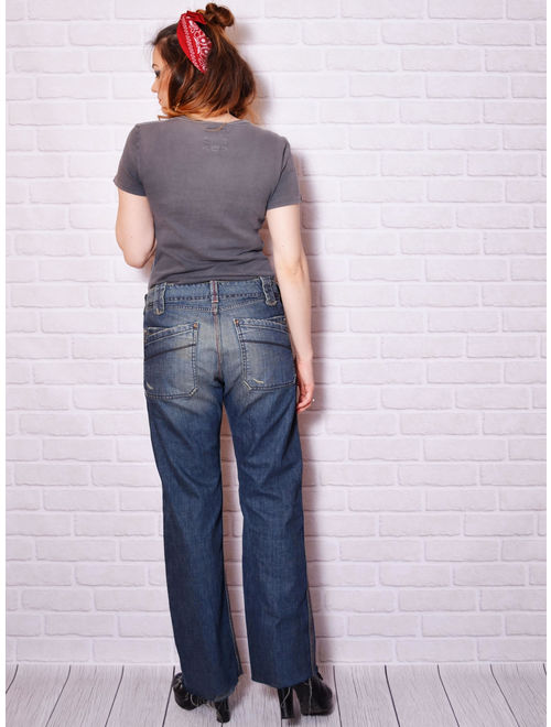 90s Boyfriend Jeans Regular Waist Cut Offs Frayed Distressed Trousers Washed Blue Denim Pants Grey Unisex Pocket Cut Off Sexy Rocker Pants Topofstyle