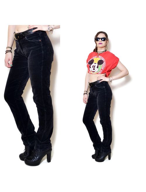 high waisted pants lee women velvet pants skinny pants straight leg black 90s clothing Women Clothing womens Trousers rocker trousers