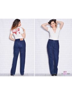 Denim Pants Levis 501 Jeans Mom High Rise Waisted Navy Long Blue Vintage Button Fly Grunge Edgy 90s Trousers