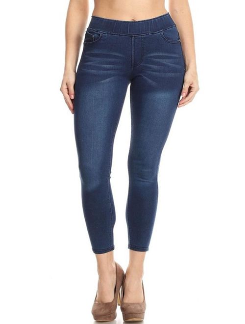 NEW MOA Women's Casual Soft Solid High Waist Stretch Denim Jegging Pants