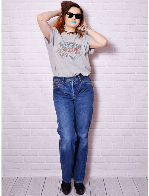 Levi's 90s boyfriend jeans blue levis jeans 501 levi jean sexy denim high waist trousers long sexy butt rises rocker chick casual basic style urban