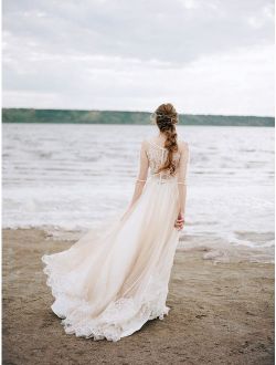 nude wedding dress, bohemian wedding dress, boho wedding dress, bridal dress, tulle wedding dress, nude wedding dress, ivory wedding dress