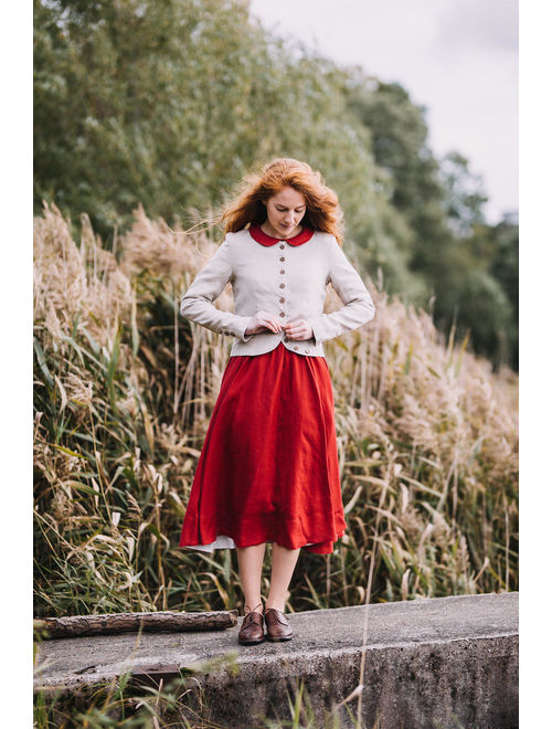 Red Dress, Linen Dress, Linen Clothing, Boho Maxi Dress, Long Sleeve Dress, Red Maxi Dress, Renaissance Clothing, Romantic /Classic Dress LS