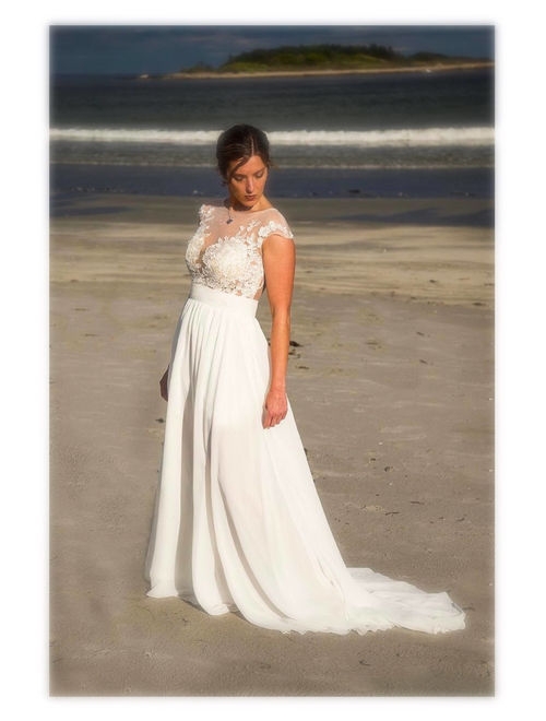 Beach Wedding Dress | Illusion Back Wedding Dress | Venice Lace Wedding Dress | Wedding Gown | Bridal Dress | Custom Dress