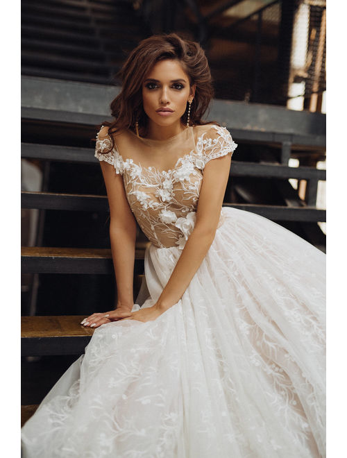 Wedding dress &#39;VIVIEN&#39; // Ball gown wedding dress with beautiful lace skirt and lace top