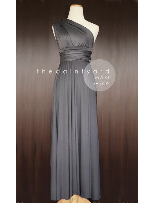 TDY Slate Maxi Bridesmaid Dress Convertible Dress Infinity Dress Multiway Dress Prom Dress Wedding Cocktail Long Gown (Regular & Plus Size)