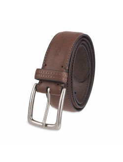 Men's Casual Leather Belt -Trinity Style for Jeans Khakis Dress Leather Strap Silver Prong Buckle Belt