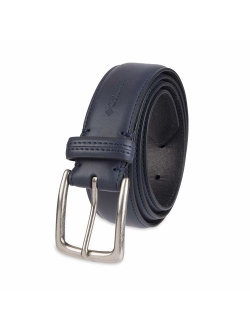 Men's Casual Leather Belt -Trinity Style for Jeans Khakis Dress Leather Strap Silver Prong Buckle Belt