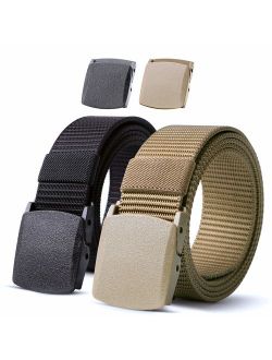 Nylon Military Tactical Men Belt 2 Pack Webbing Canvas Outdoor Web Belt with Plastic Buckle