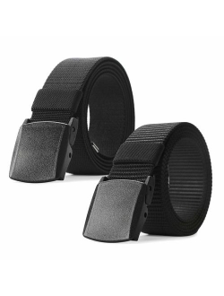 Nylon Military Tactical Men Belt 2 Pack Webbing Canvas Outdoor Web Belt with Plastic Buckle