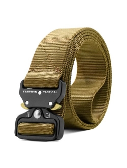 Fairwin Tactical Belt, Military Style Webbing Riggers Web Belt Heavy-Duty Quick-Release Metal Buckle