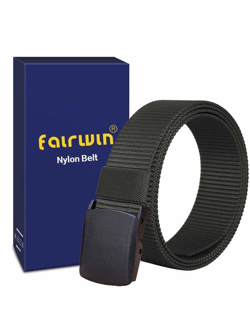 Fairwin Tactical Belt, Military Style Webbing Riggers Web Belt Heavy-Duty Quick-Release Metal Buckle