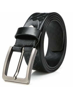 Men's 100% Italian Cow Leather Belt Men With Anti-Scratch Buckle,Packed in a Box