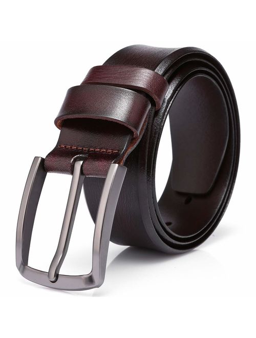 Men's 100% Italian Cow Leather Belt Men With Anti-Scratch Buckle,Packed in a Box