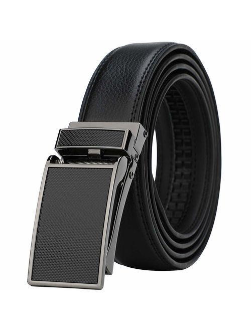 Men's Comfort Genuine Leather Ratchet Dress Belt with Automatic Click Buckle