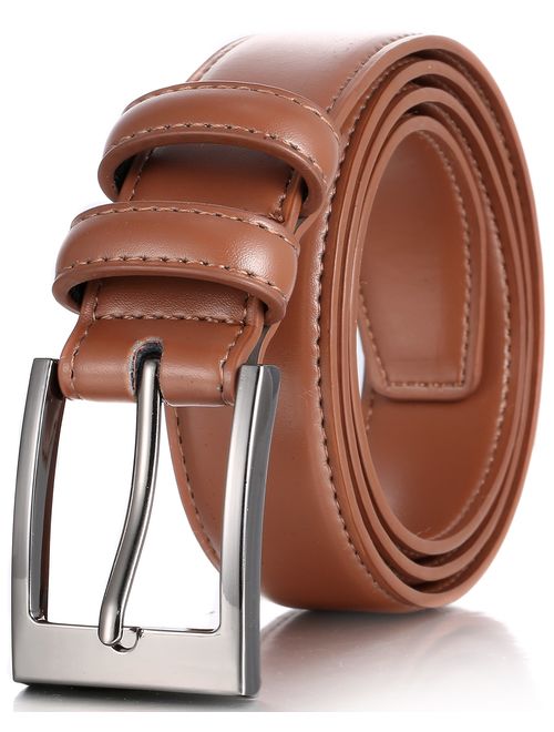 Marino Avenue Marino's Men Genuine Leather Dress Belt with Single Prong Buckle