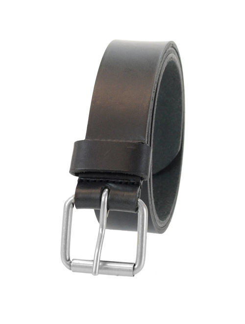 1-1/2 in. US Steer Hide Harness Leather Men's Belt w/ Antq. Nickel Roller Buckle