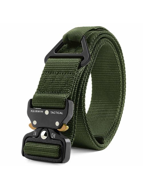 Fairwin Tactical Rigger Belt, Nylon Webbing Waist Belt with V-Ring Heavy-Duty Quick-Release Buckle