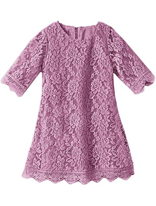 APRIL GIRL Flower Girl Dress, Lace Dress 3/4 Sleeve Dress