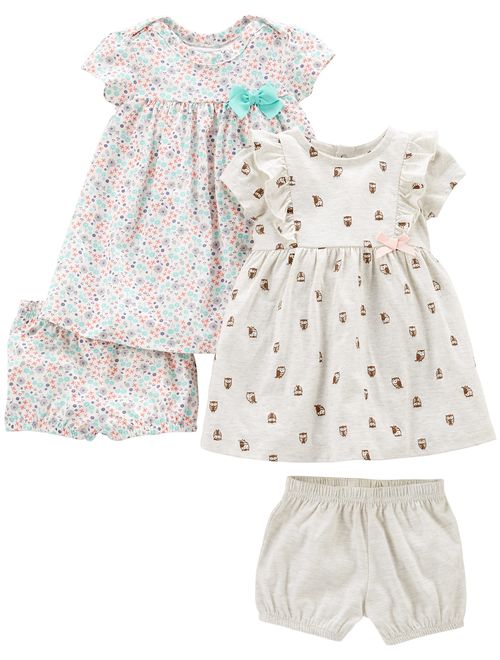 Simple Joys by Carter's Baby and Toddler Girls' 2-Pack Short-Sleeve and Sleeveless Dress Sets