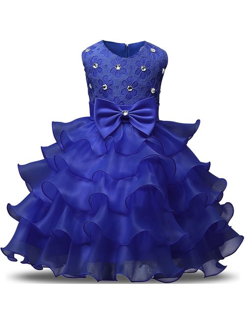 NNJXD Girl Dress Kids Ruffles Lace Party Wedding Dresses