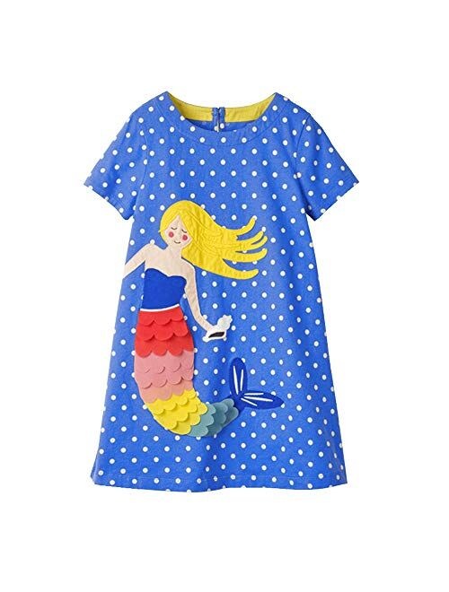 VIKITA 2020 Toddler Girls Summer Dresses Short Sleeve Outfit 3-8 Years