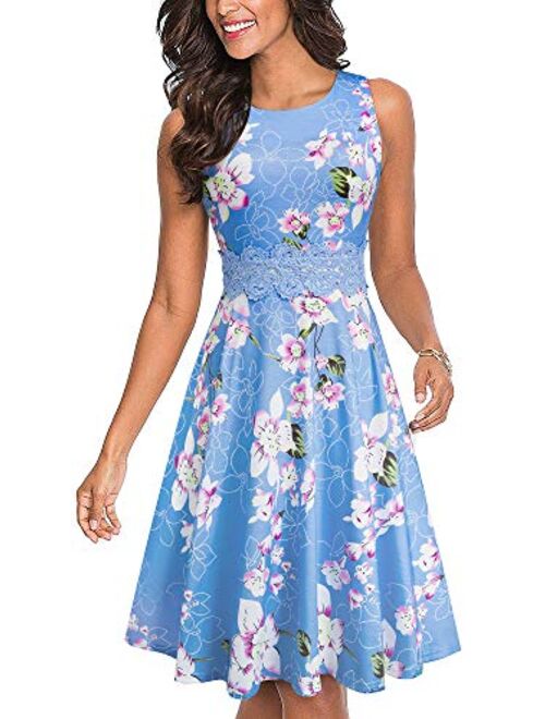 HOMEYEE Women's Sleeveless Cocktail A-Line Embroidery Party Summer Wedding Guest Dress A079