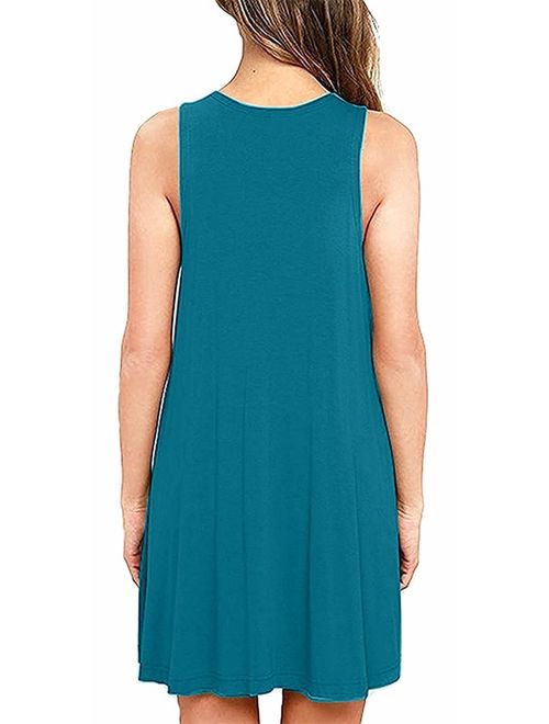 BISHUIGE Women Summer Casual T Shirt Dresses Beach Cover up Plain Tank Dress