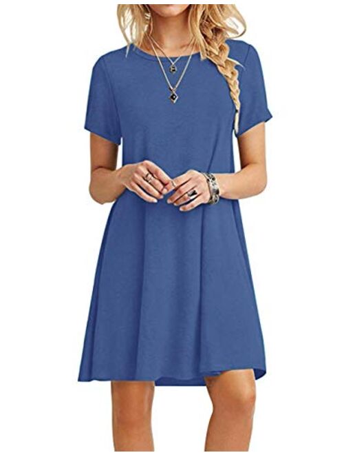 MOLERANI Women's Casual Plain Simple T-Shirt Loose Dress