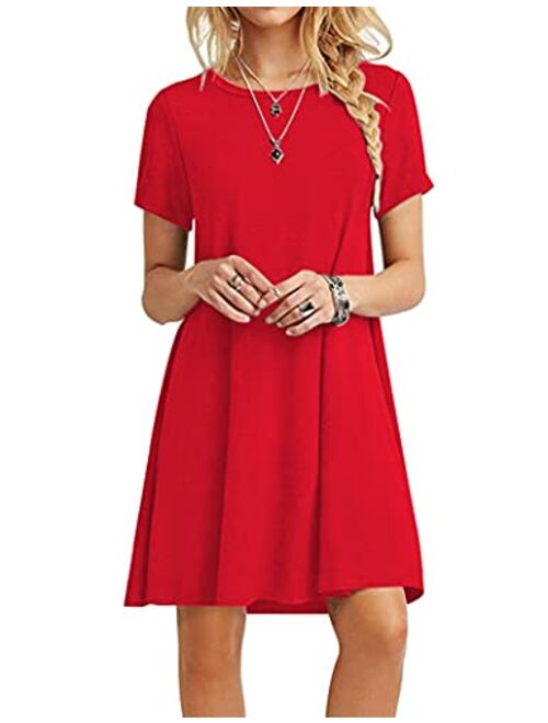 MOLERANI Women's Casual Plain Simple T-Shirt Loose Dress