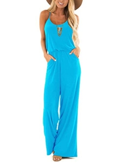 LACOZY Womens Casual Loose Sleeveless Spaghetti Strap Wide Leg Pants Jumpsuit Rompers